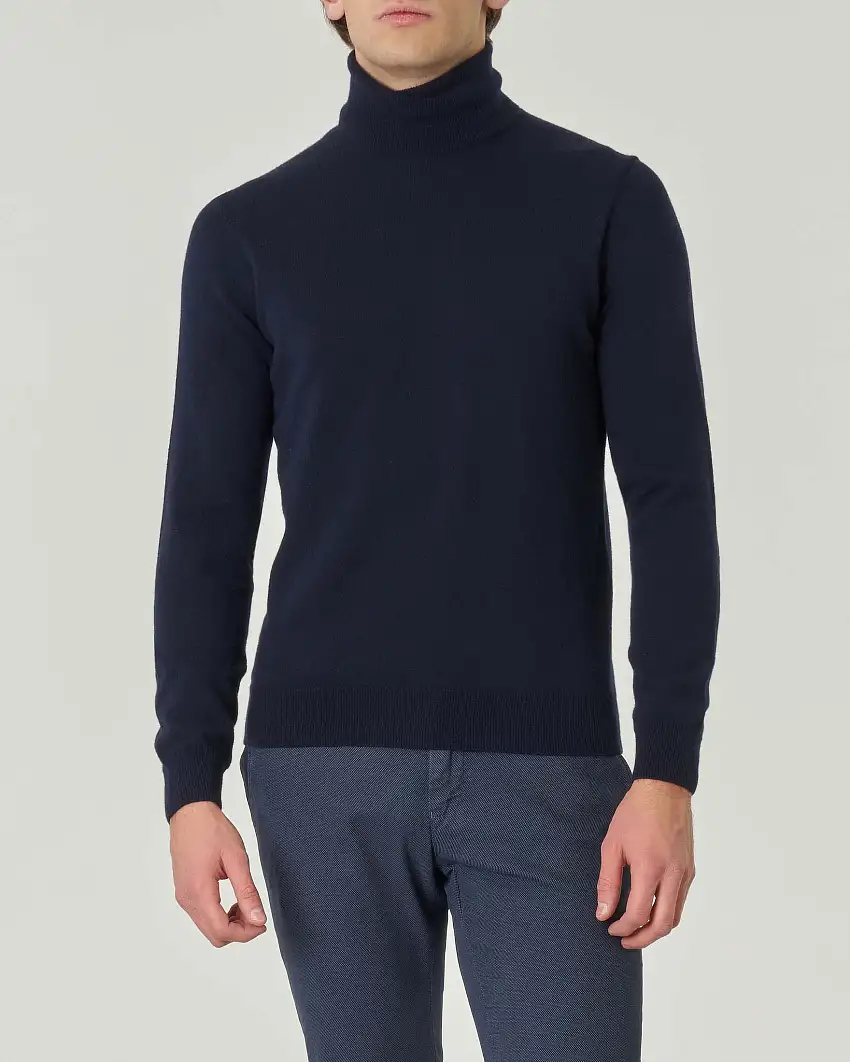 Dolcevita Pellizzari blu notte in misto lana e cachemire finezza 12