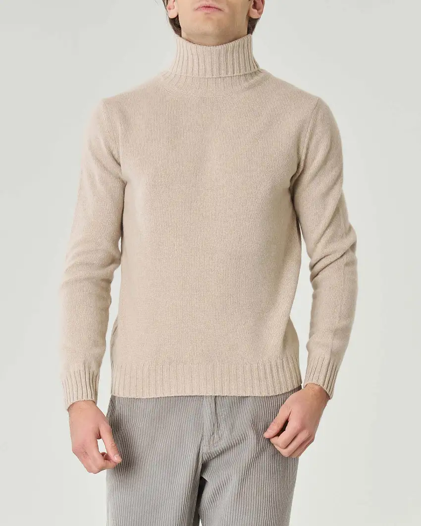 Dolcevita Pellizzari beige in misto lana e cachemire finezza 7