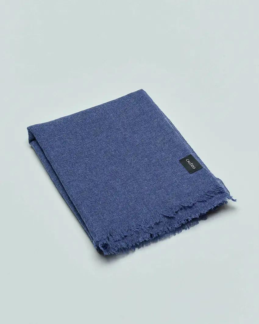 Sciarpa blu indaco in puro cashmere