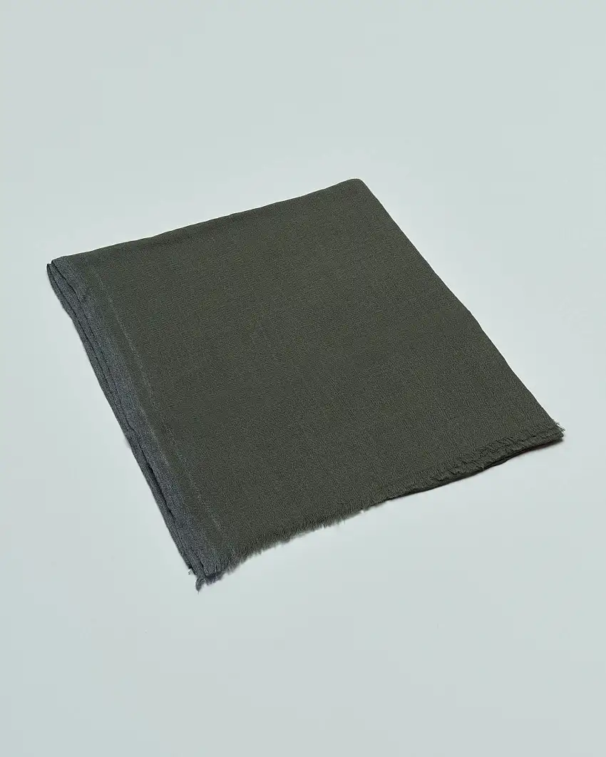 Sciarpa Raja verde militare in pura lana con bordino grigio
