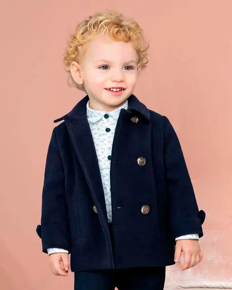 Cappotto Abel&Lula blu doppiopetto in panno di misto lana