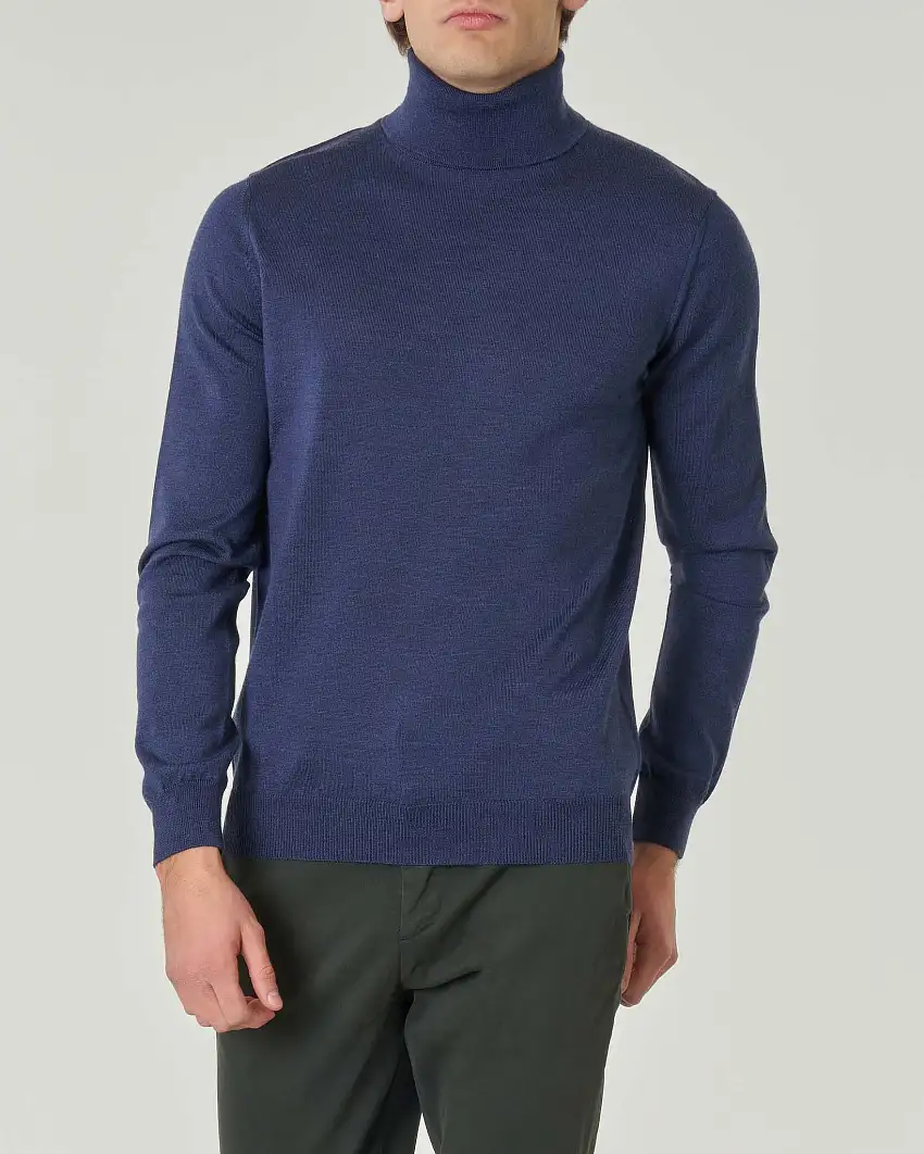 Dolcevita Pellizzari blu melange in pura lana merino