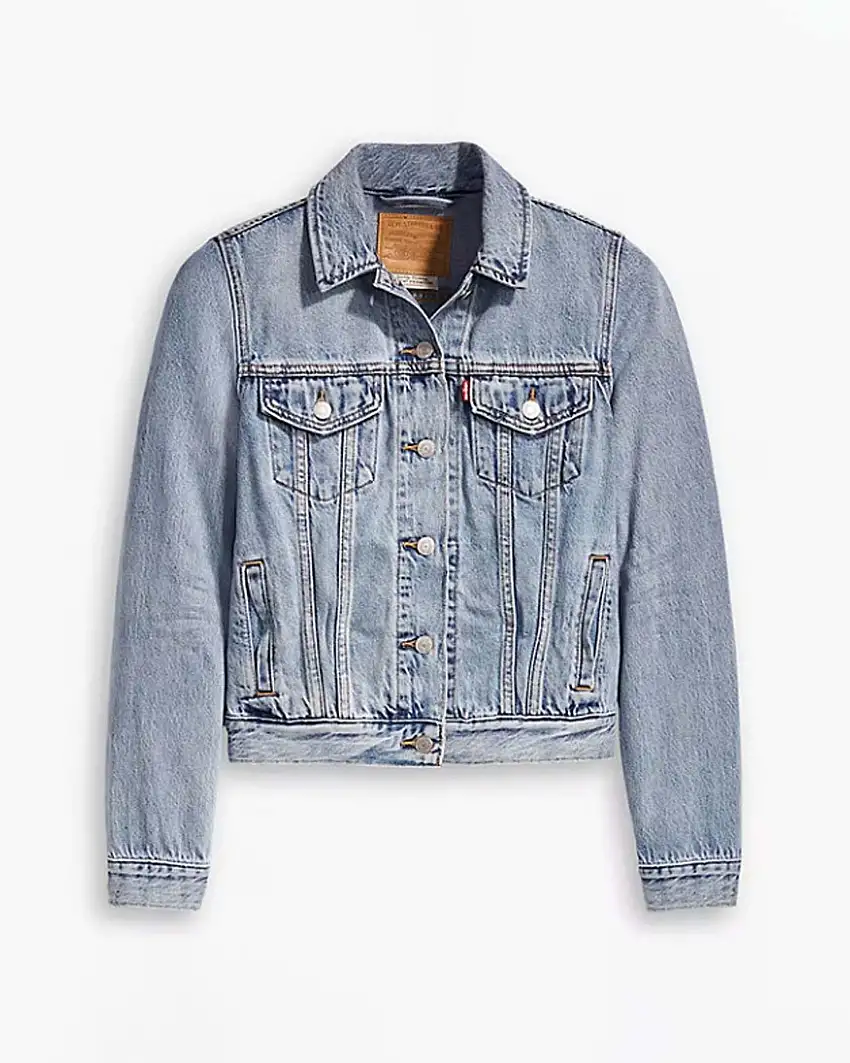 Giubbino Original Truck in denim di cotone stretch lavaggio chiaro stone washed