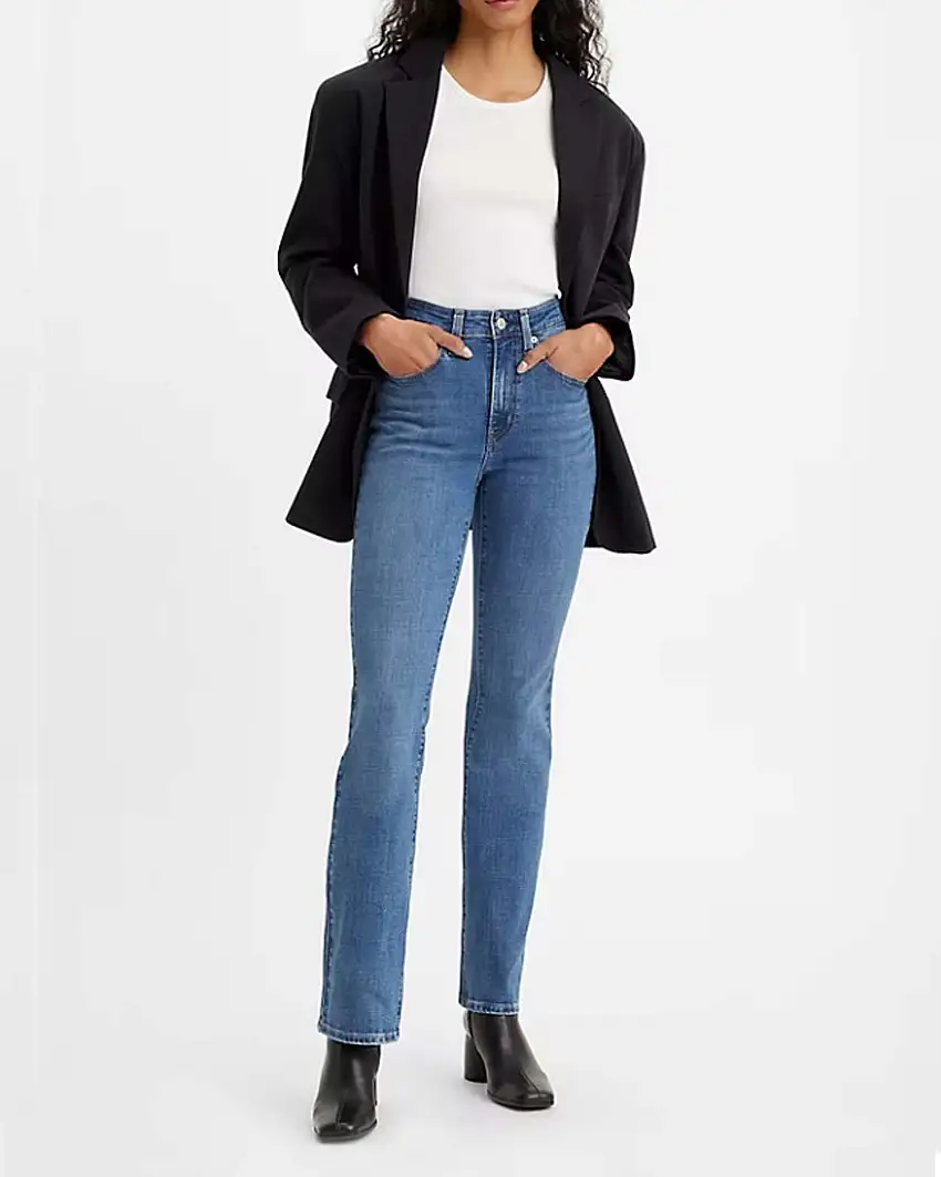 Jeans bootcut modello 725 a vita alta in cotone stretch lavaggio medio