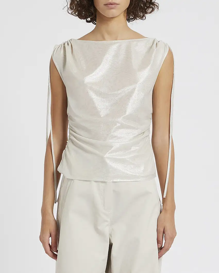 Top color gesso effetto metallizzato con coulisse lungo i fianchi Linea MONOCHROME