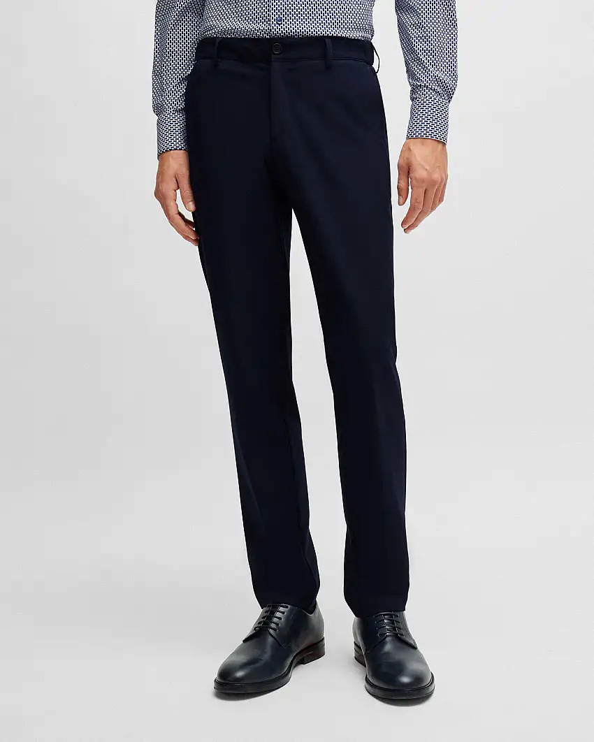Pantaloni chino blu Genius in tessuto tecnico stretch slim-fit