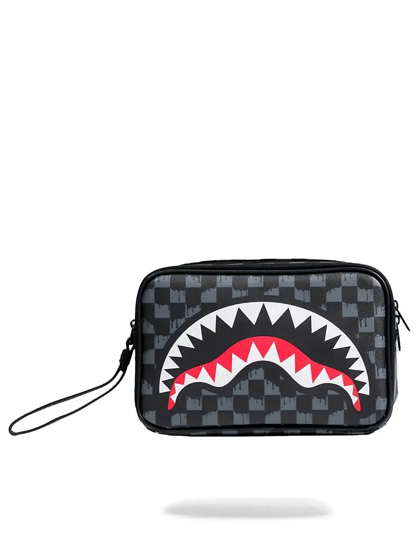 SPRAYGROUND Men's Clutch DRIP CHECK SHARK TOILETRY BRICK 910B6570NSZ Grey