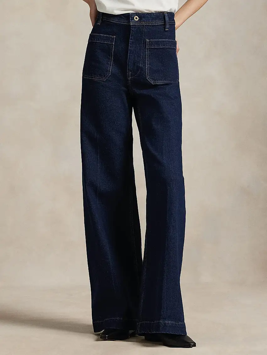 Jeans a Zampa in Denim Twill Blu