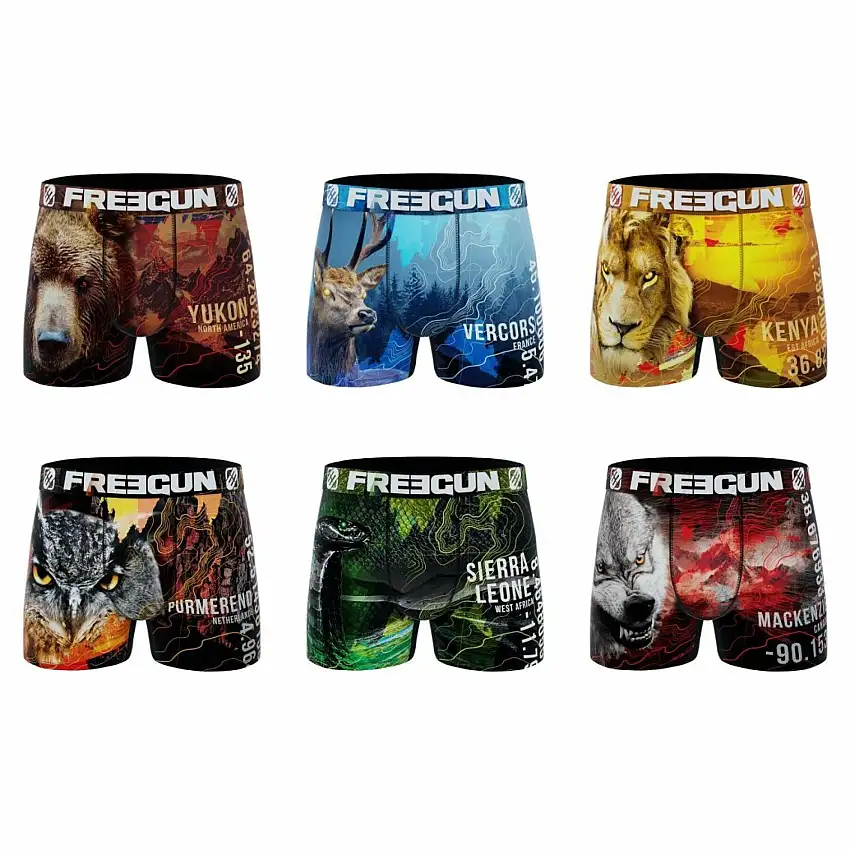 Boxer in poliestere riciclato Freegun Animal Savage (x6)