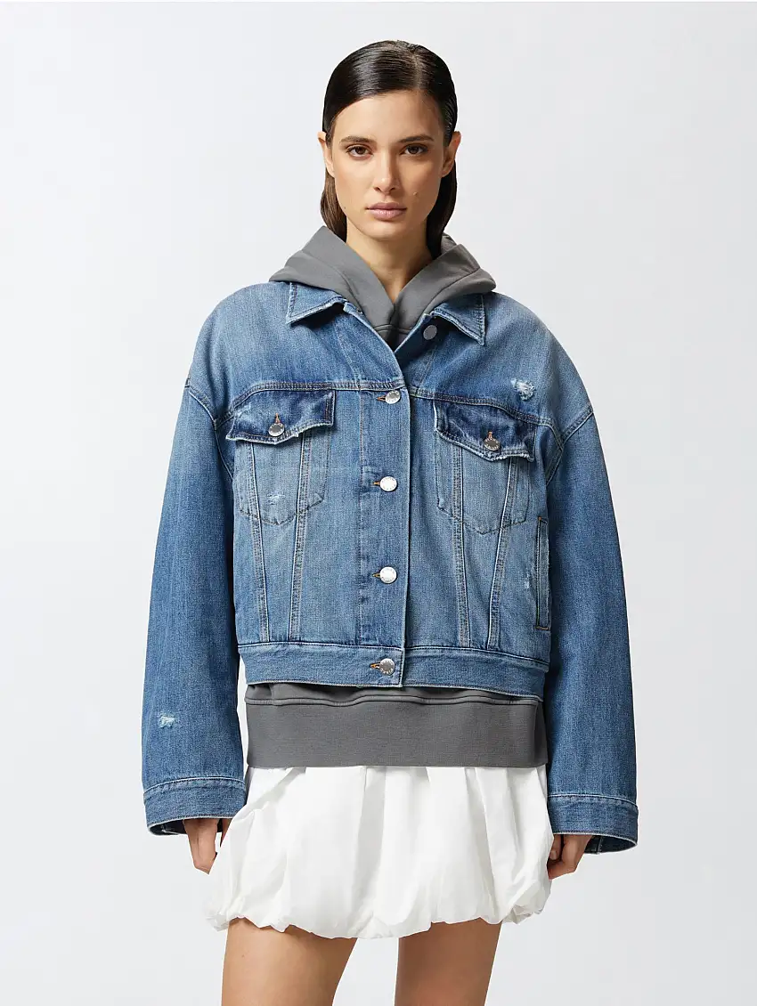 Giubbino in Denim Rebel Wash Blu