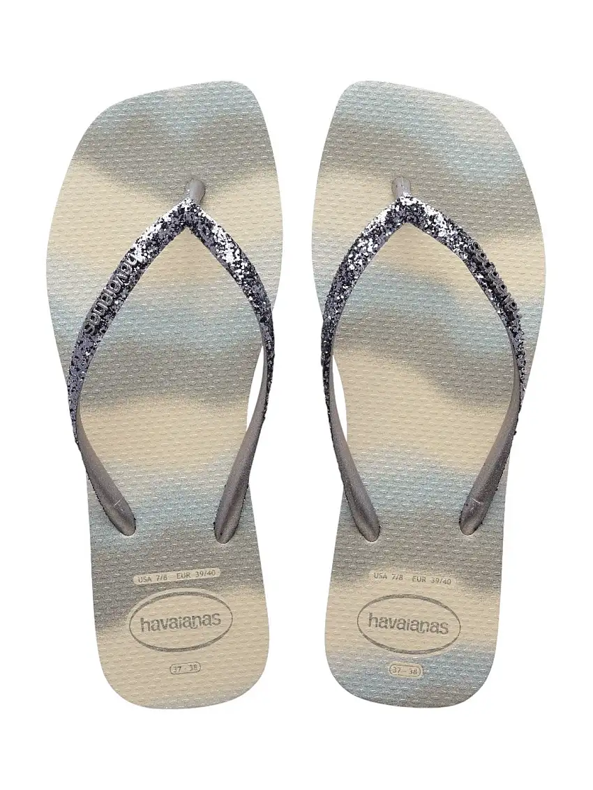 HAVAIANAS Women's Flip Flops Hav. Slim square glitter party 4149417.9021 Beige