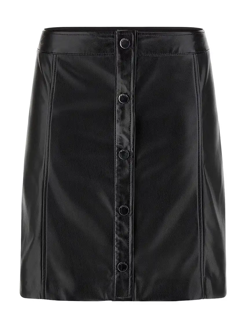 GUESS Women's Skirt CAROLA FAUX LEATHER MINI SKIRT W3YD65 WF8Q0 JBLK Black