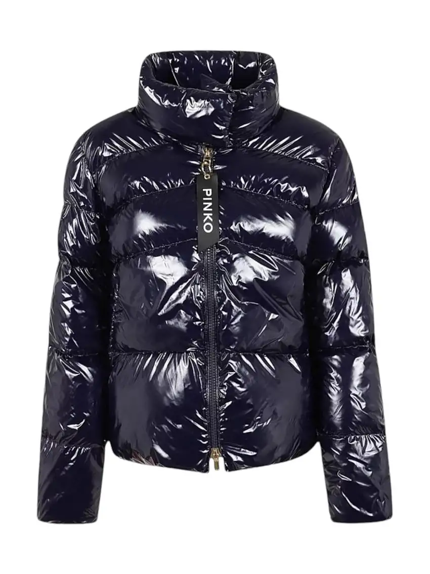 PINKO Women's Down Jacket Mirco Caban Crystal Nylon With 101598-A11K G02 Blue