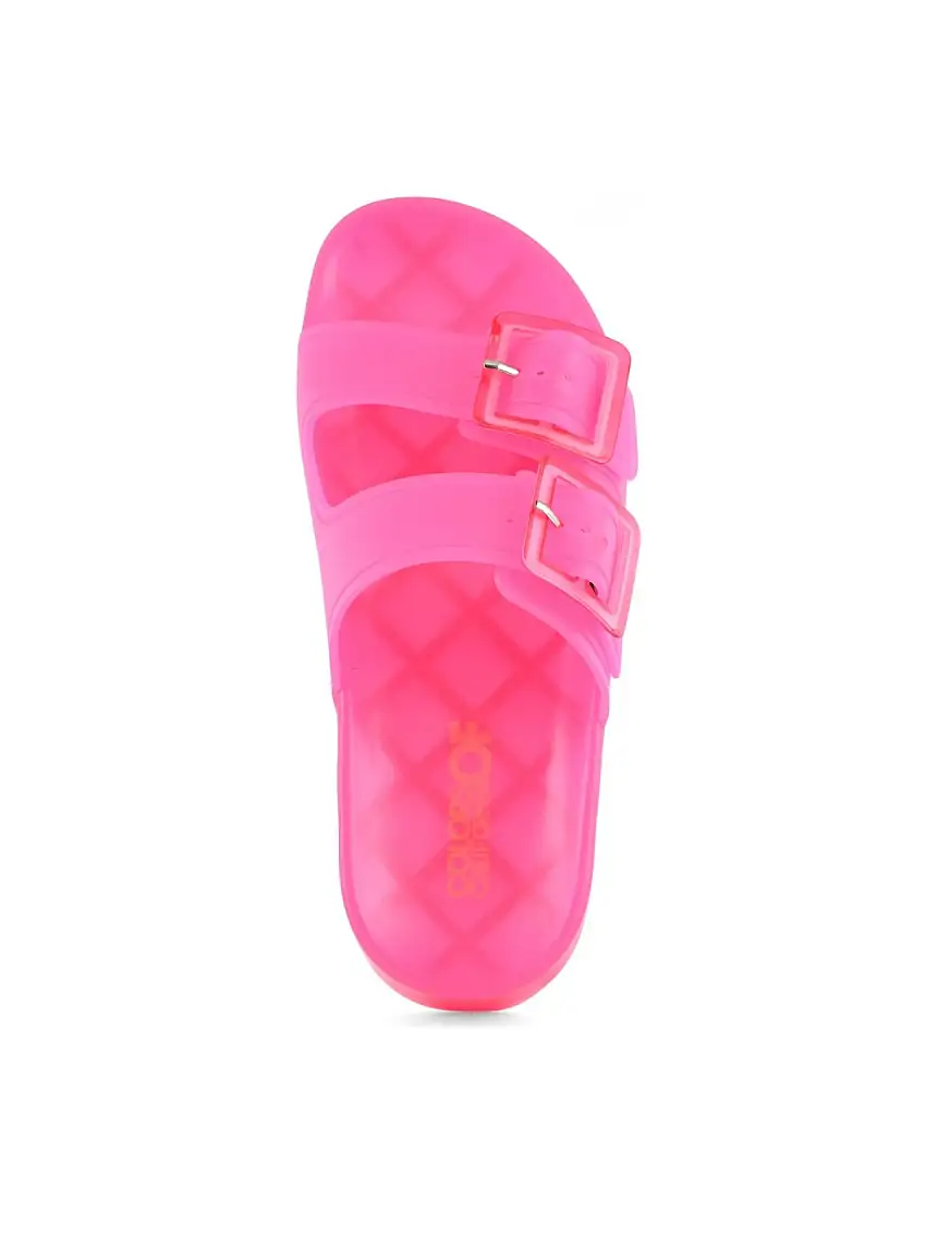 COLORS OF CALIFORNIA Women's slipper high jelly sandal 2 buckles HC.CHJ402 FUX Pink