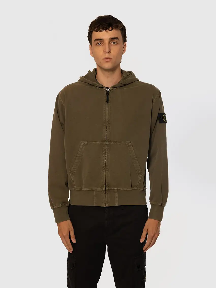 Felpa in Cotone Biologico Panama con Cappuccio Verde