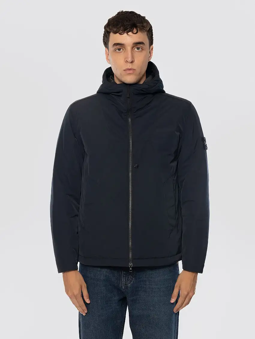 Giacca Imbottita in Primaloft con Cappuccio Blu