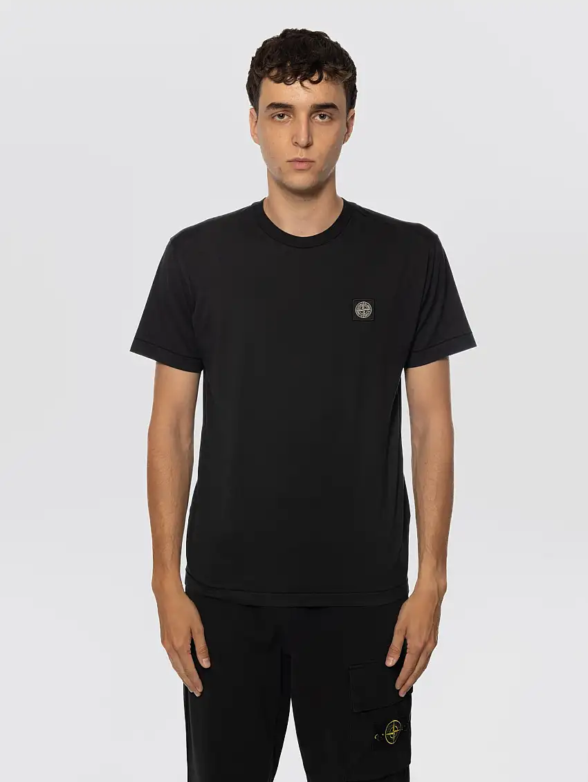 T-shirt con Patch Logo Compass sul Petto Nero