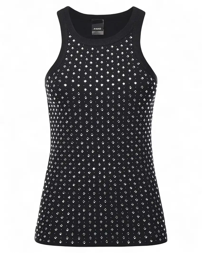 Top Annita Pinko con Strass Applicati in Maglia