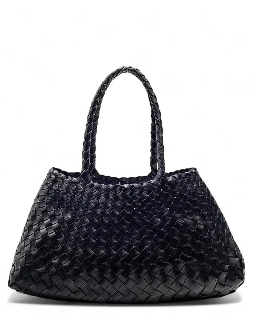 Santa Croce Big Black | Borsa intrecciata in pelle