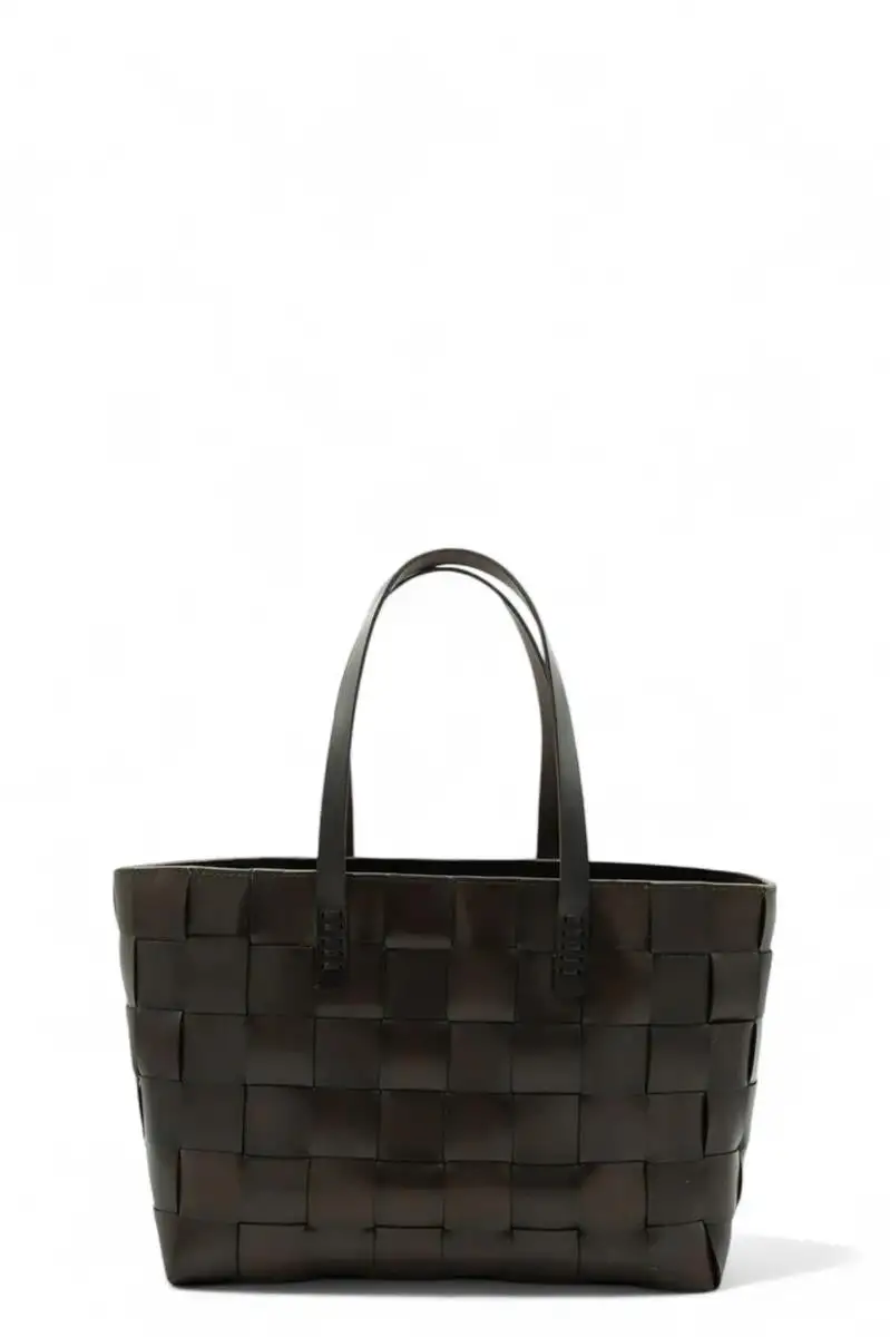 Japan Tote Dark Brown | Borsa intrecciata in pelle foderata