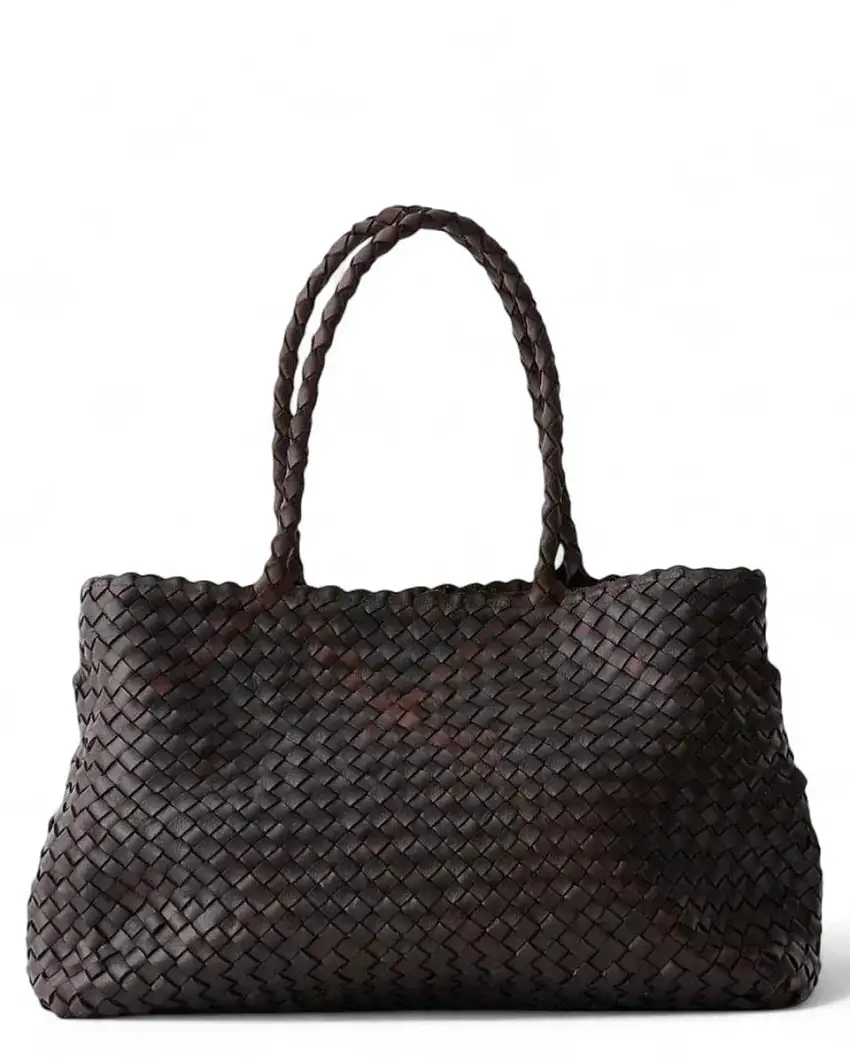 Vintage Mesh Tote Dark Brown | Borsa intrecciata in pelle