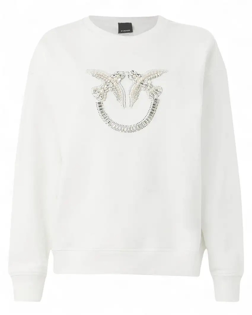 Felpa Girocollo Ricamo Gioiello Love Birds