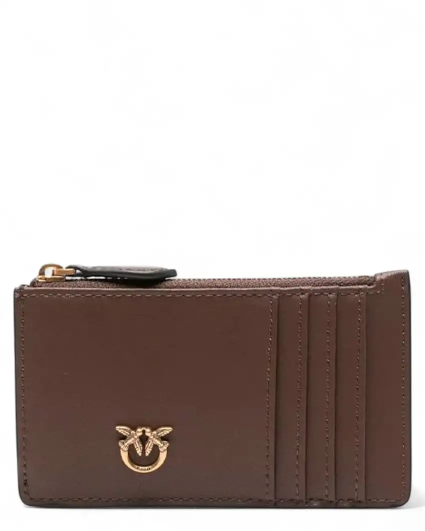 Portacarte Pelle Zip Pinko con Logo