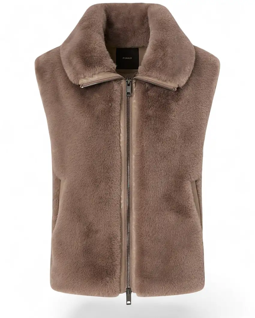 PINKO Gilet Donna Effetto Pelliccia con Zip