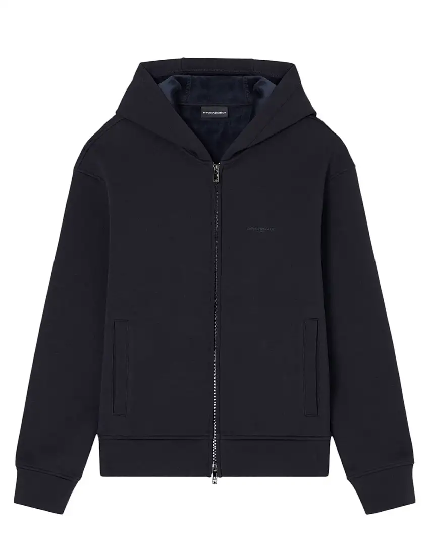 Felpa ASV con Zip e Cappuccio in Jersey Misto Lyocell | Interno in Ciniglia