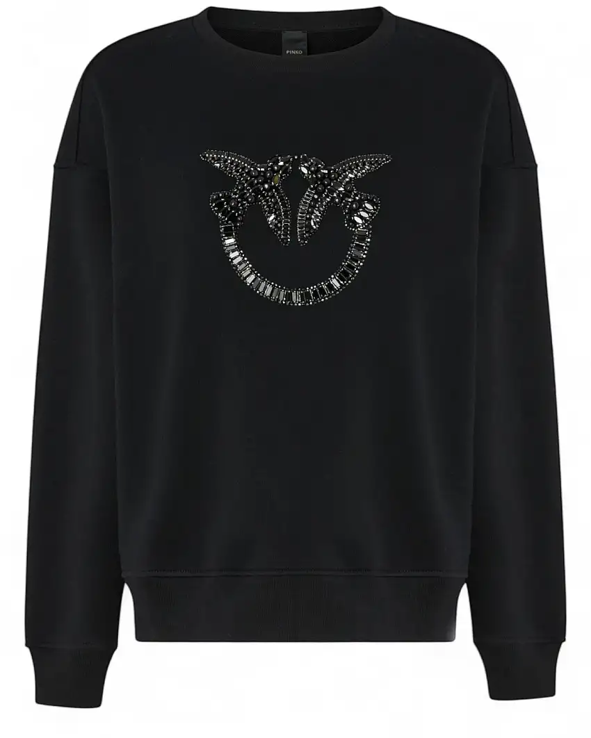 Felpa Girocollo Ricamo Gioiello Love Birds - PINKO