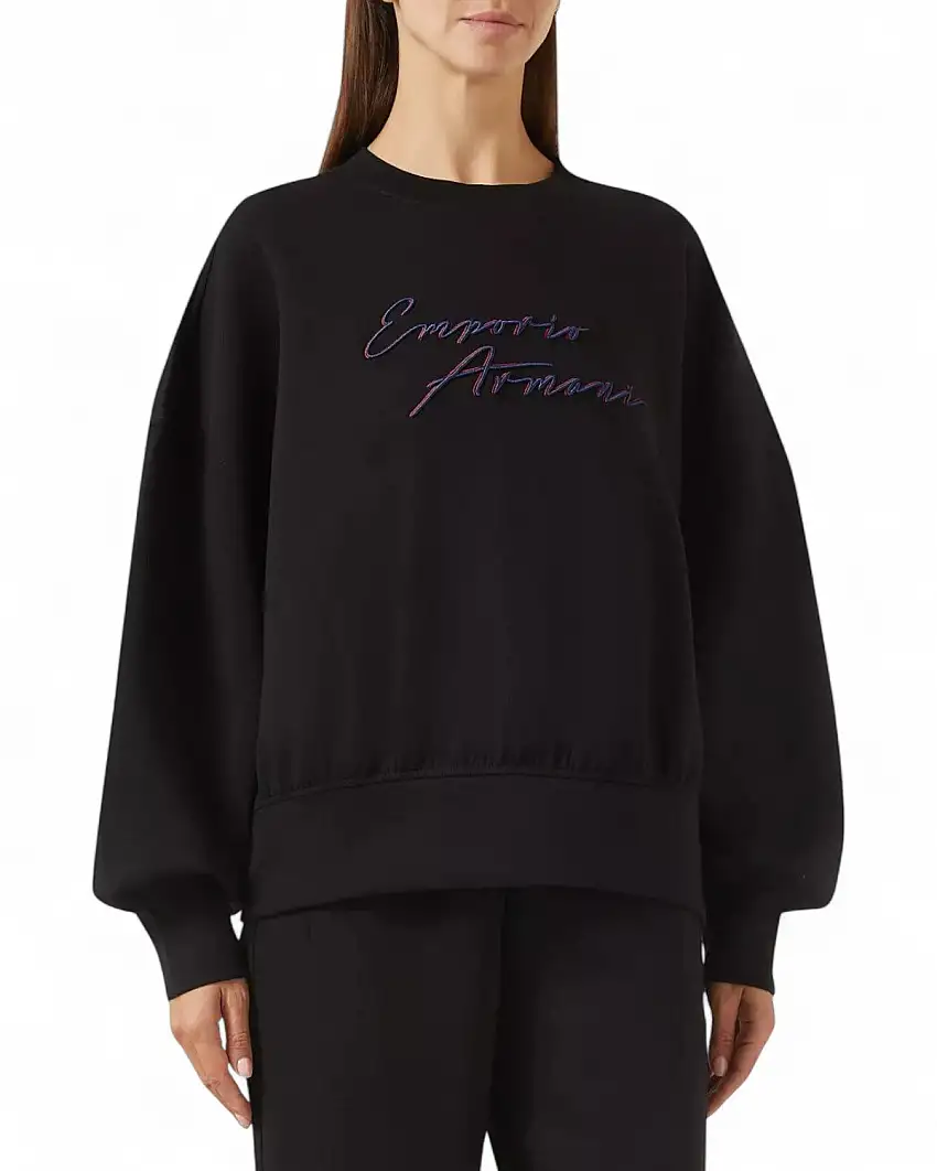 Emporio Armani Felpa in Cotone con Logo Ricamato