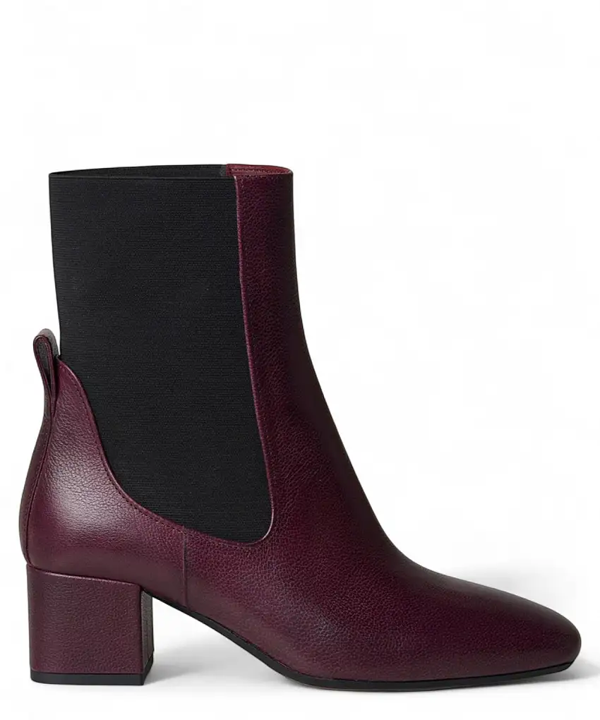 Stivaletto Pelle Donna Bordeaux Tacco 5cm - Eleganza