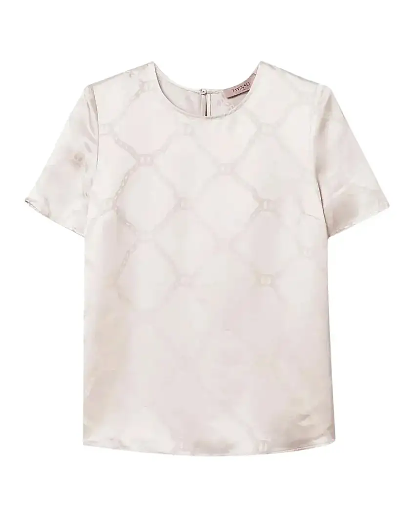 Blusa Raso Jacquard Logo Oval T - Elegante | Versatile