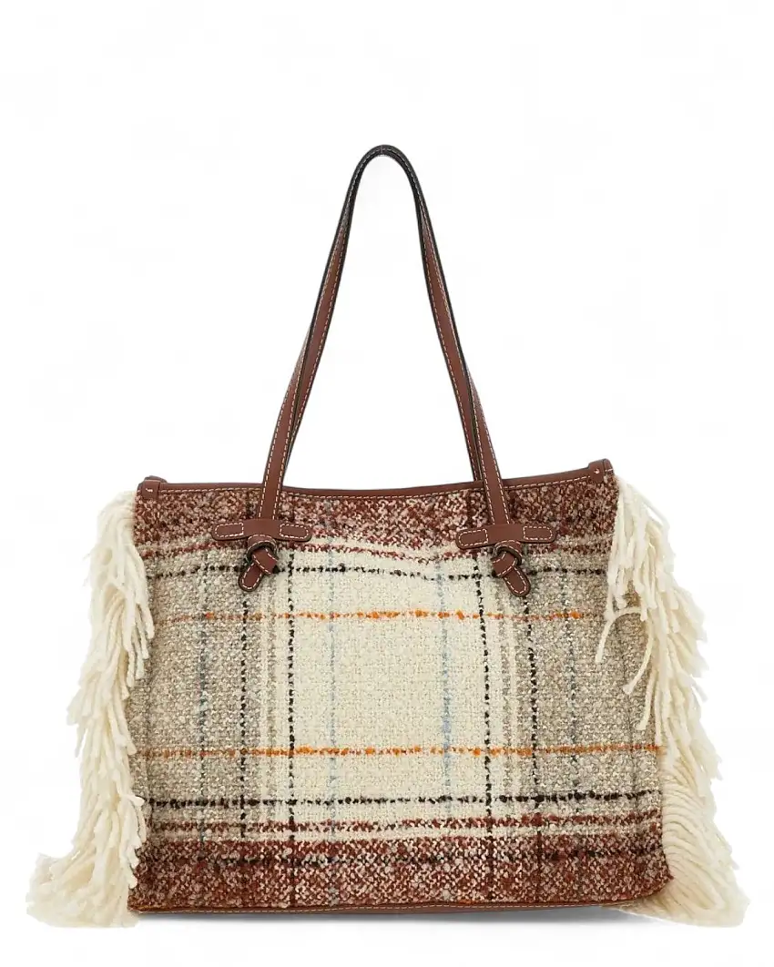 Borsa Marcella Plaid con Frange Elegante