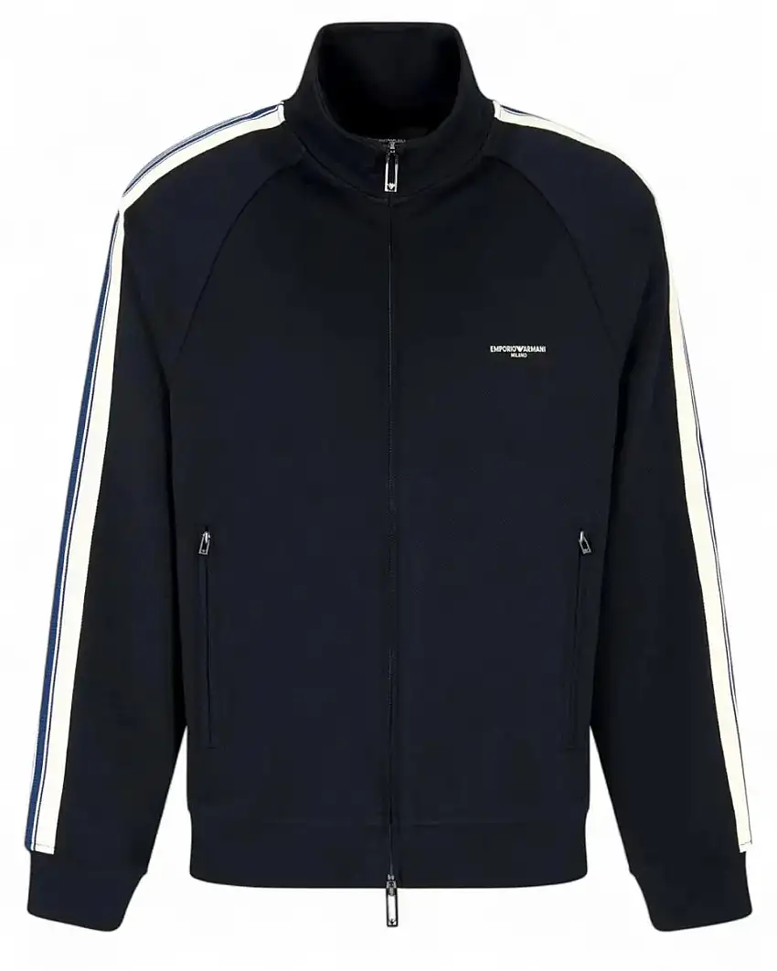Felpa Full Zip ASV Armani – Jersey Cotone con Bande