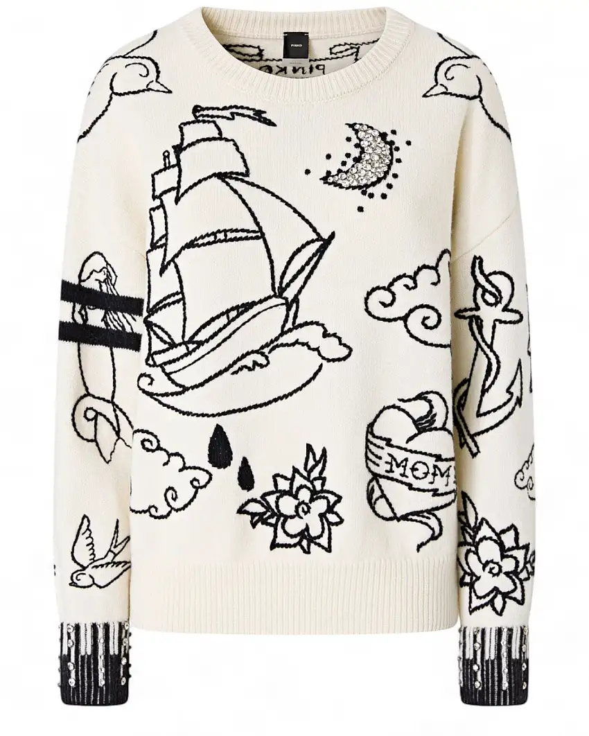 Maglione Lana Merino PINKO con Fantasie e Strass