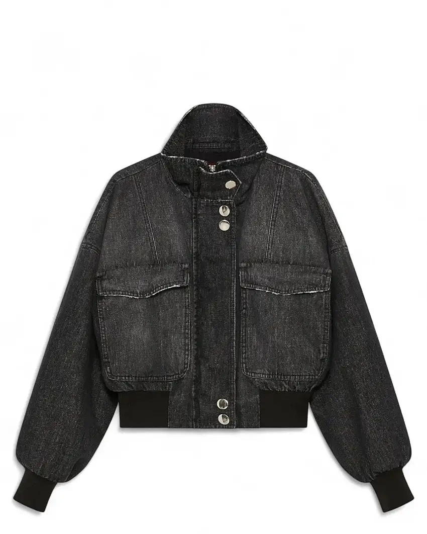 Bomber Crop in Denim con Maxi Tasche Marella