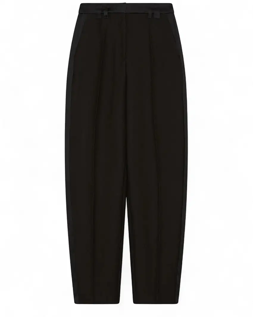 Pantaloni Barrel Sablé Donna Fascia Raso