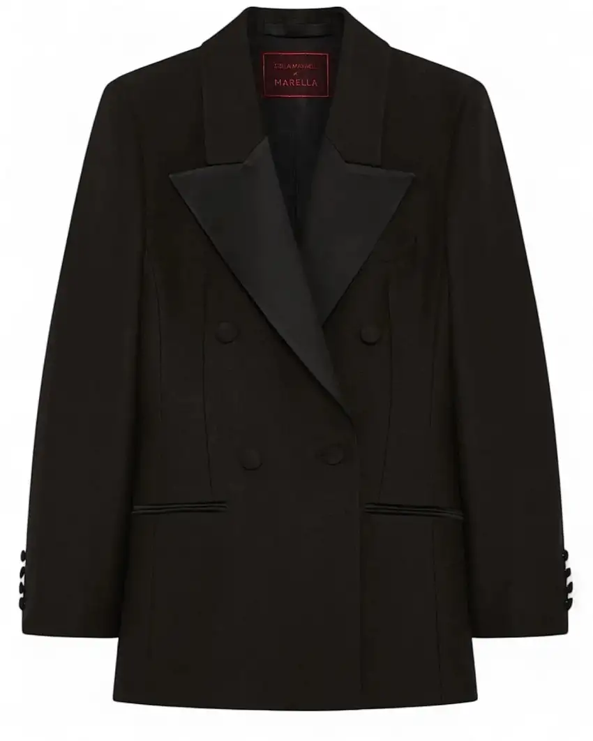 Blazer aderente donna sablé dettagli raso