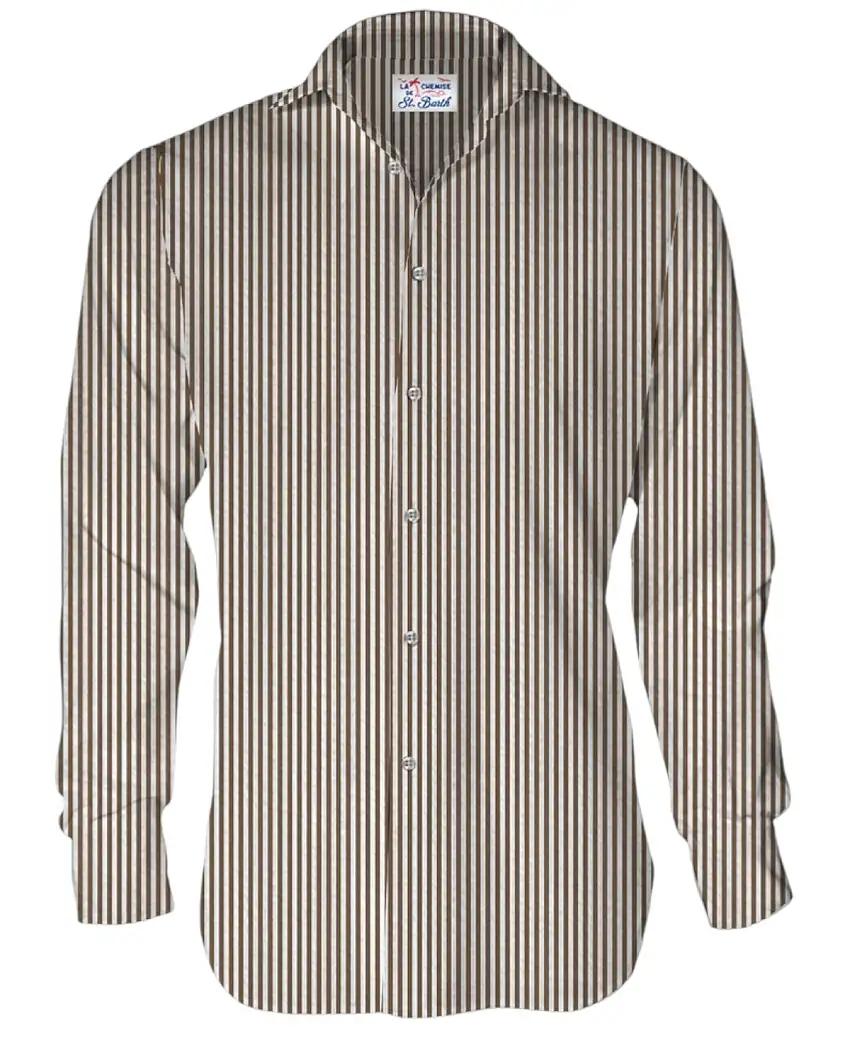 Camicia Uomo Seersucker Marrone MC2 Saint Barth Pamplona