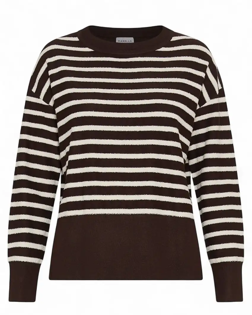 Marella Maglia boxy in misto viscosa bouclé con righe e spacchi laterali | Vittorio Citro - Dal 1920