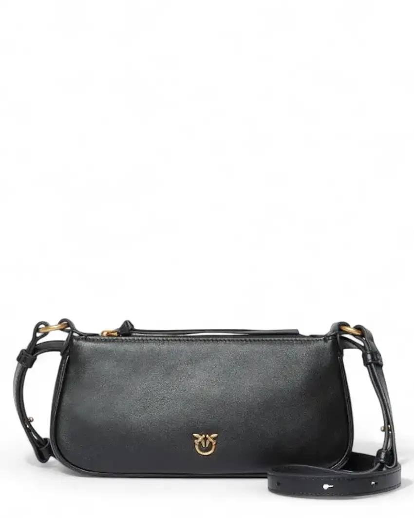 Pinko Borsa Donna Mini Half Moon Baguette in Pelle con Logo Love Birds