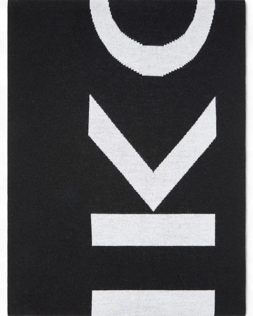 Sciarpa Nera in Lana con Logo Pinko