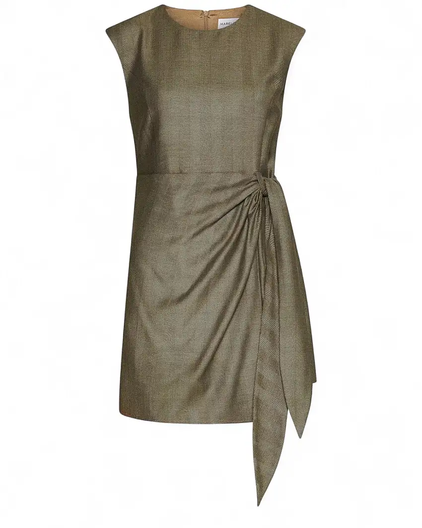 Abito Tubino Saglia con Fusciacca Laterale in Lana