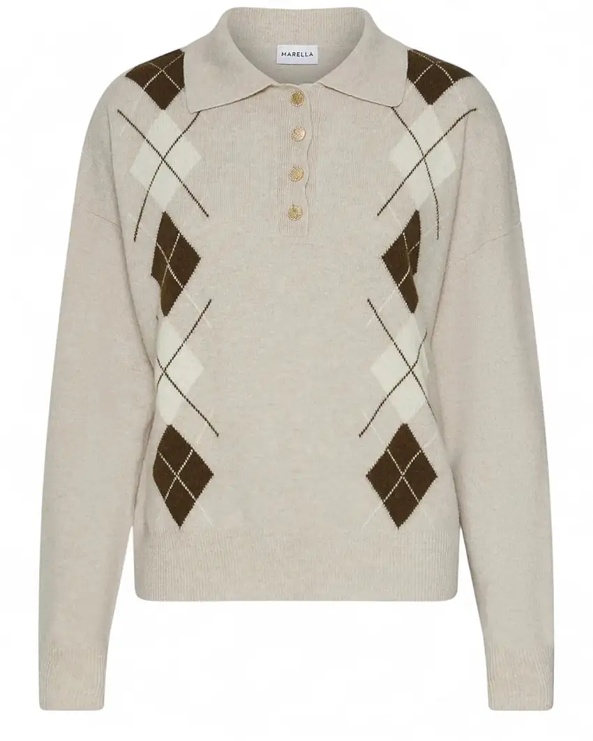 Marella Polo in misto cashmere con intarsio a rombi e fit regolare | Vittorio Citro - Dal 1920