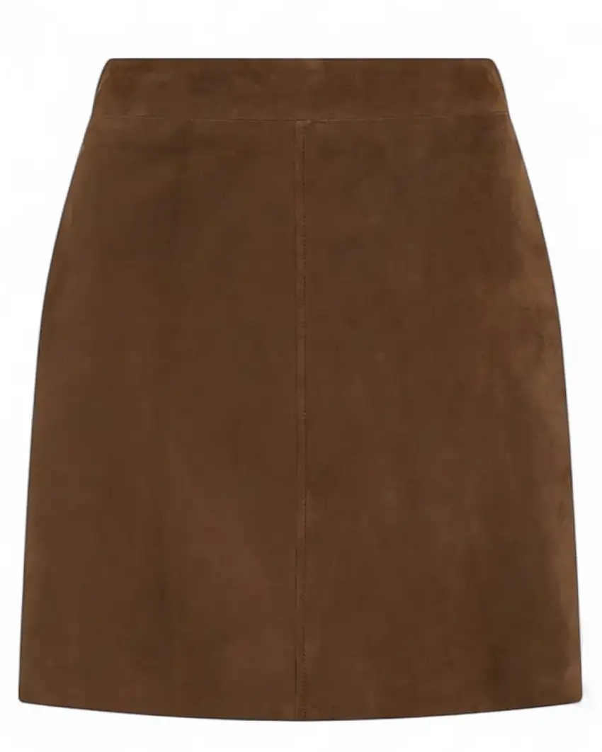 Mini gonna suede con zip posteriore