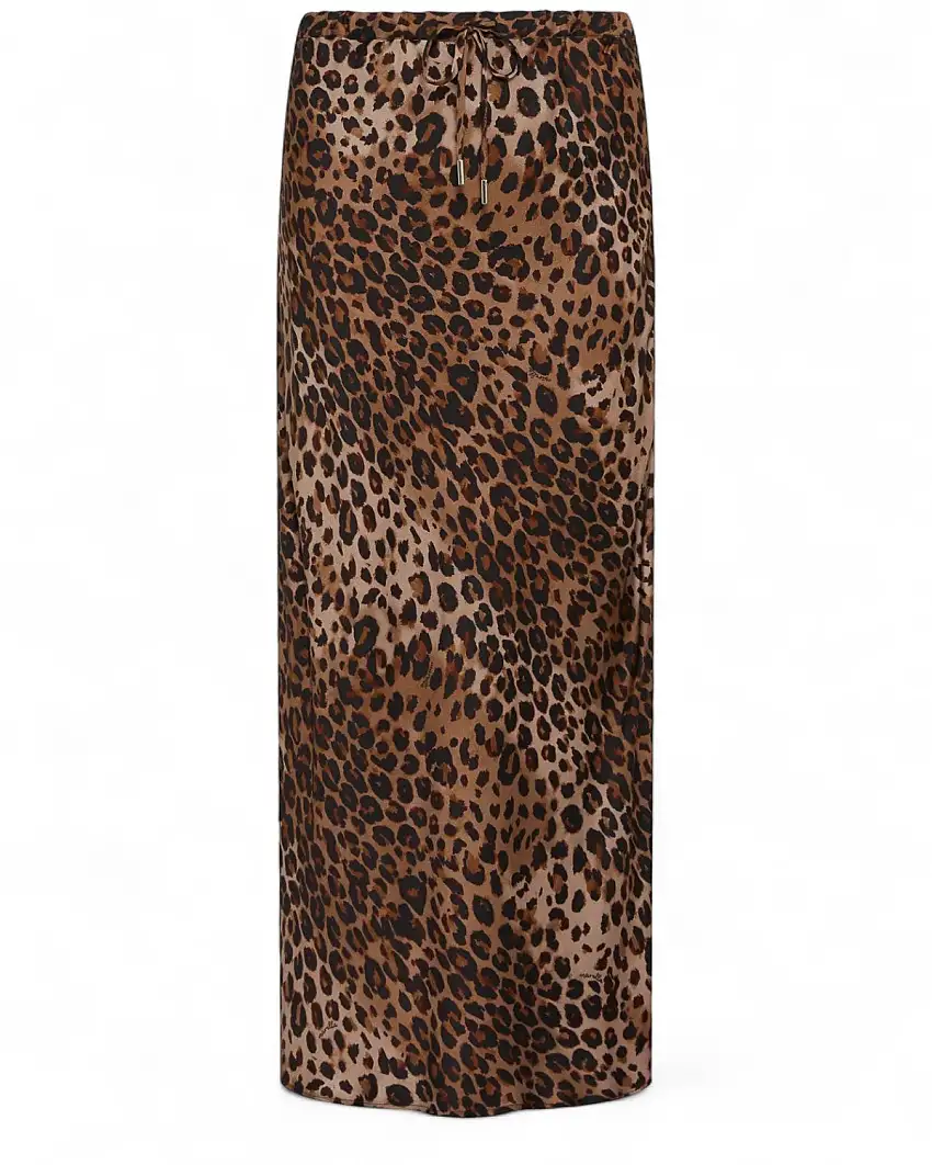 Gonna animalier in twill di viscosa con coulisse