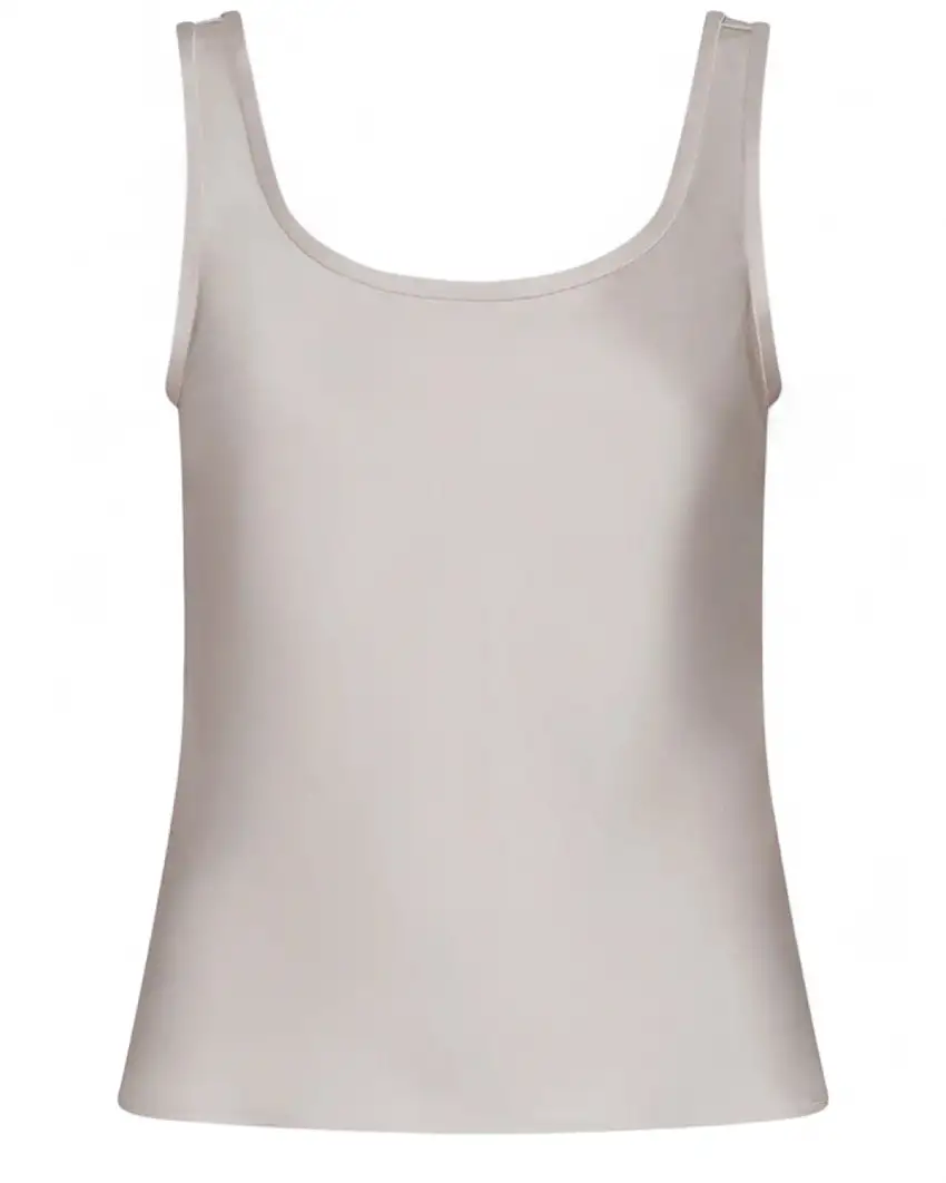 Top Smanicato Raso con Scollo Squadrato Elegante