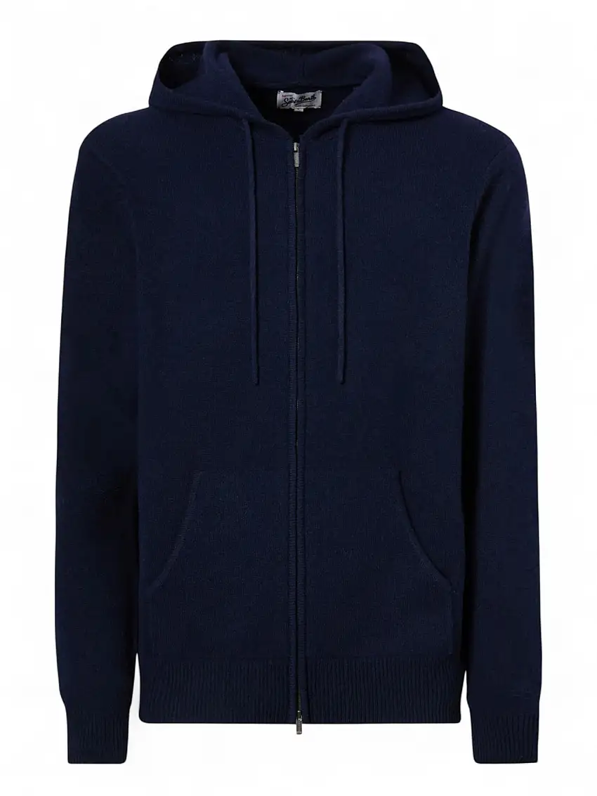 Felpa Lambswool Uomo con Cappuccio e Zip