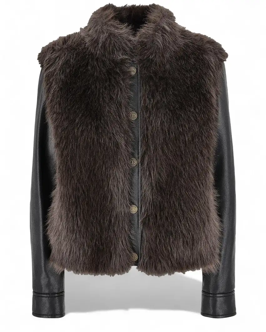 Giubbotto Donna in Finta Pelliccia e Pelle Ecologica